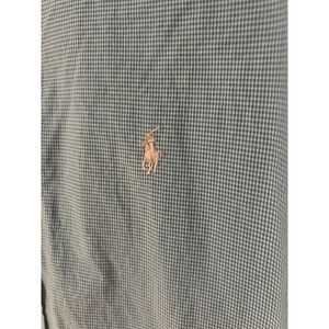 Ralph Lauren Shirt Men's 17 32/33 Blue Gingham Check‎ Pink Pony Long Sleeve